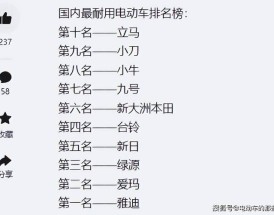 电动车排行榜2025年,最新电动车排名