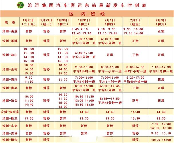 汽车班车车次查询表/汽车班车车次查询表最新